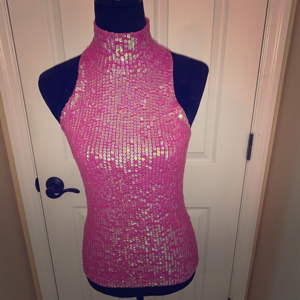 Sleeveless Hot Pink Sequin Top